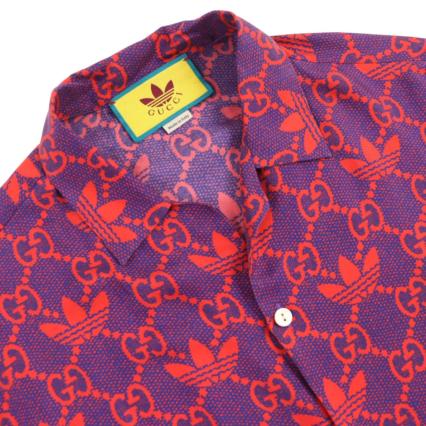 Luxury Gucci Trending 2025 Silk Micro GG Bowling Shirt Red Purple