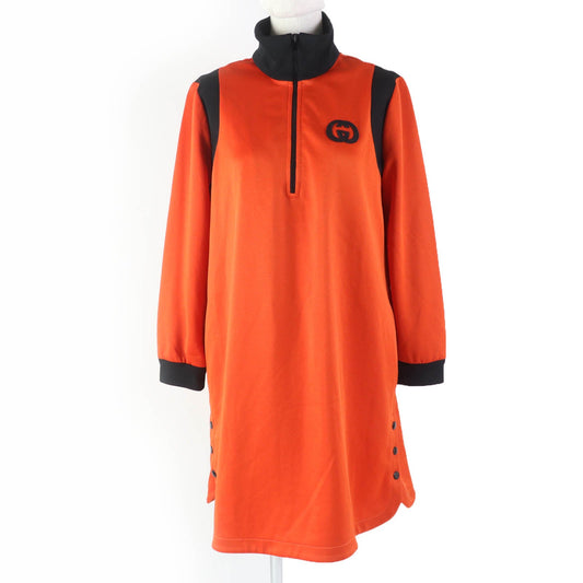 Luxury Gucci Trending 2025 GG Logo Sweatshirt Dress Orange Black S