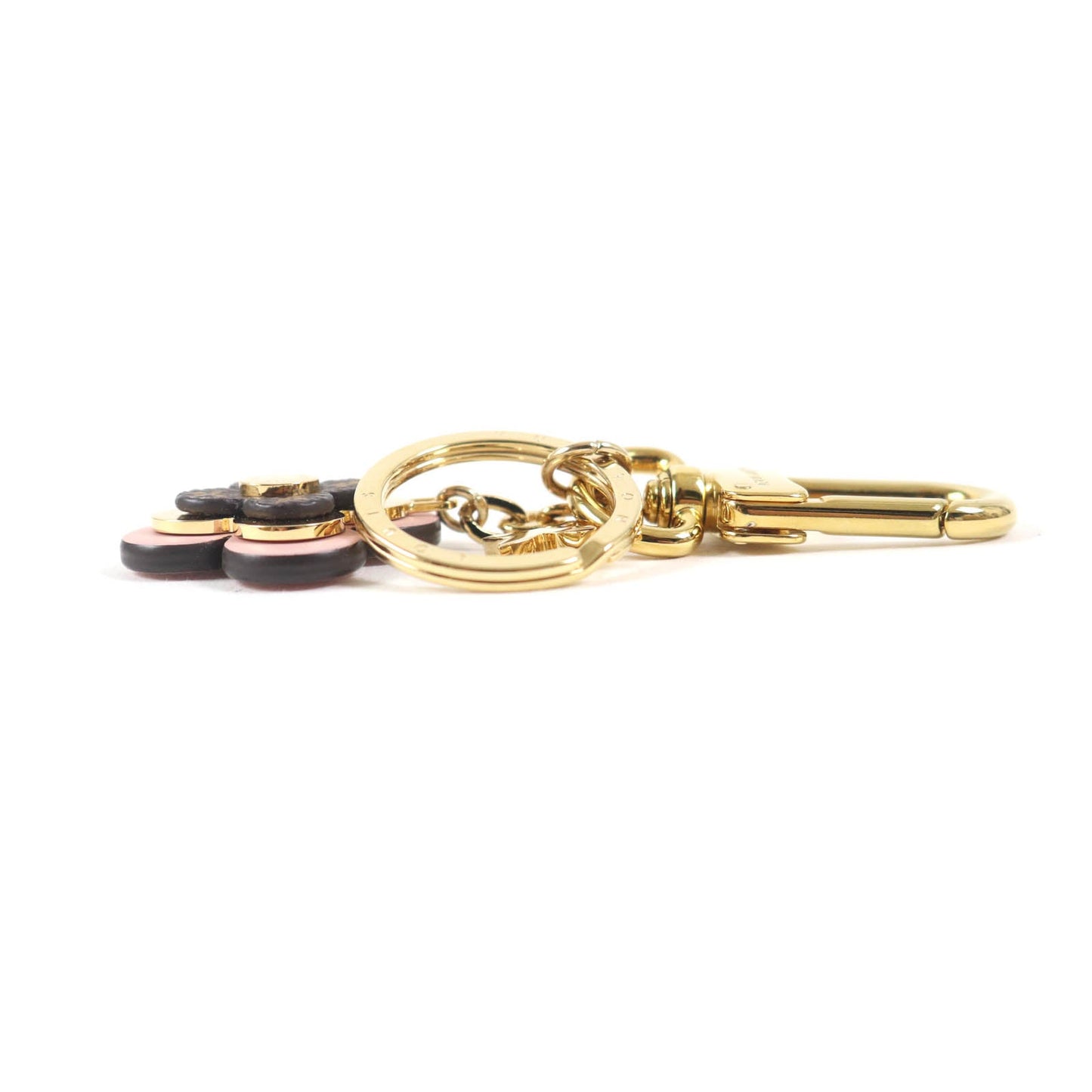 LOUIS VUITTON key ring M63085 Monogram canvas leather Gold pink Blooming Flower BB Keychain