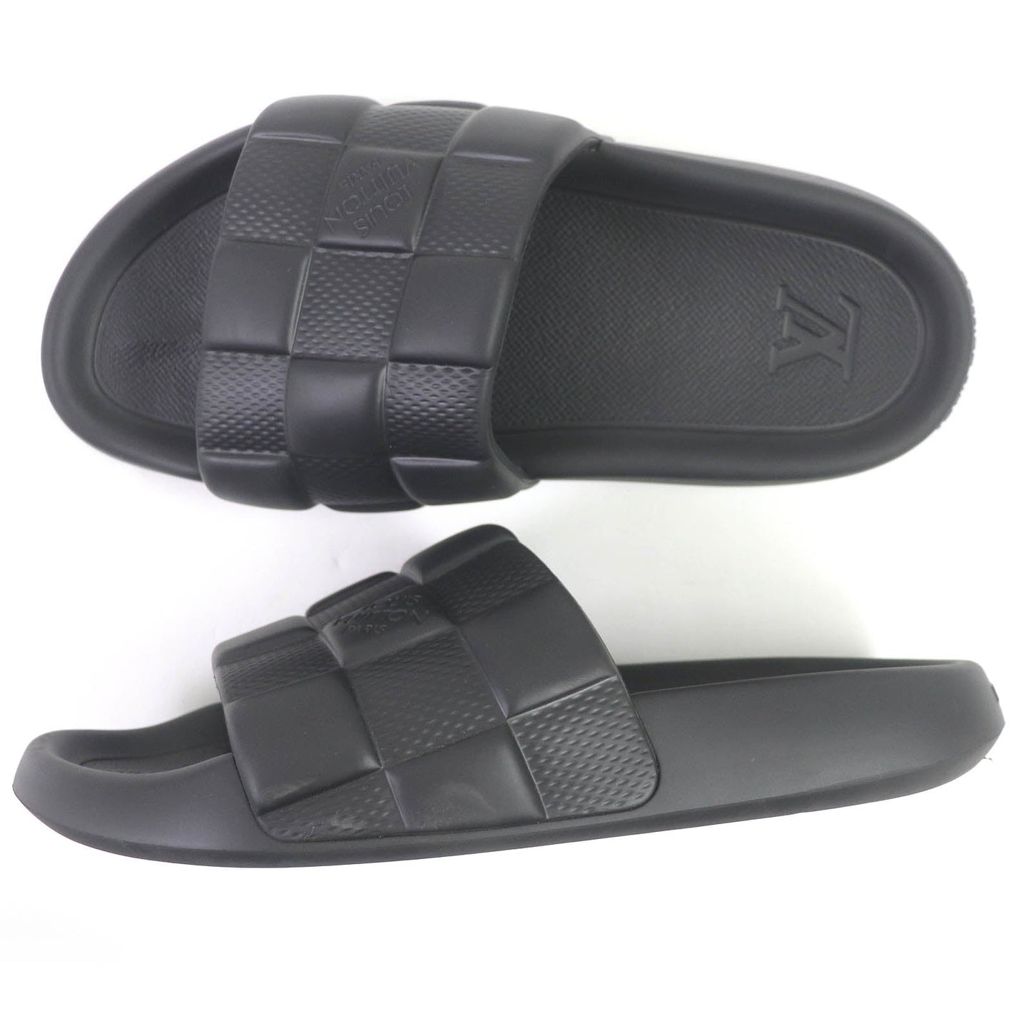 LOUIS VUITTON Sandals rubber black Shower sandals Waterfront line 8