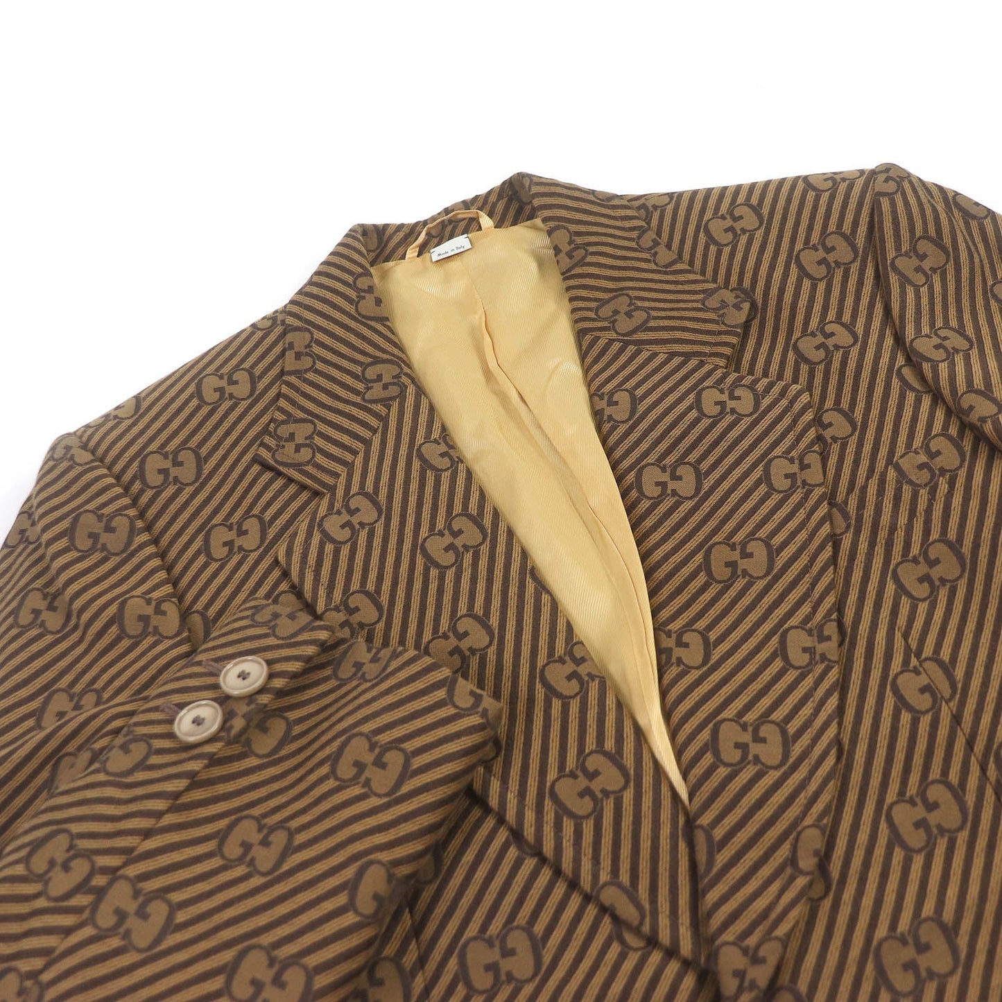 Luxury Gucci Trending 2025 GG Jacquard Striped Blazer Brown