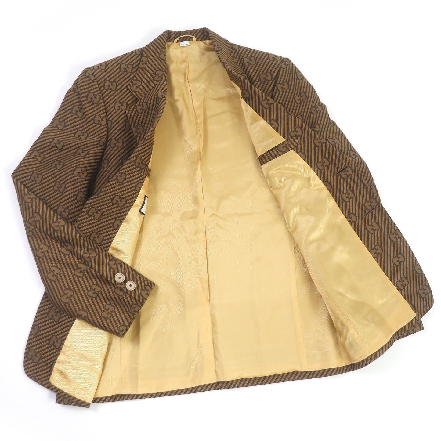 Luxury Gucci Trending 2025 GG Jacquard Striped Blazer Brown