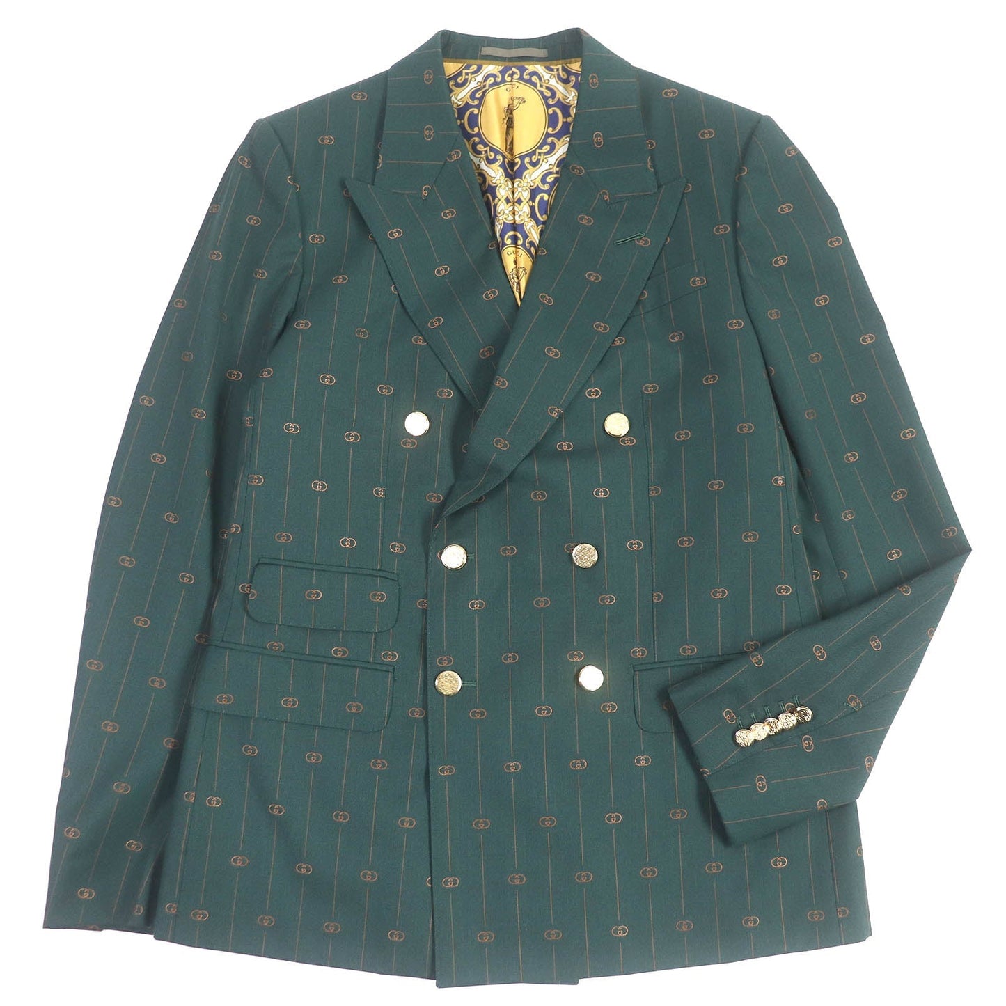 Luxury Gucci Trending 2025 Wool Silk GG Logo Double Jacket Green