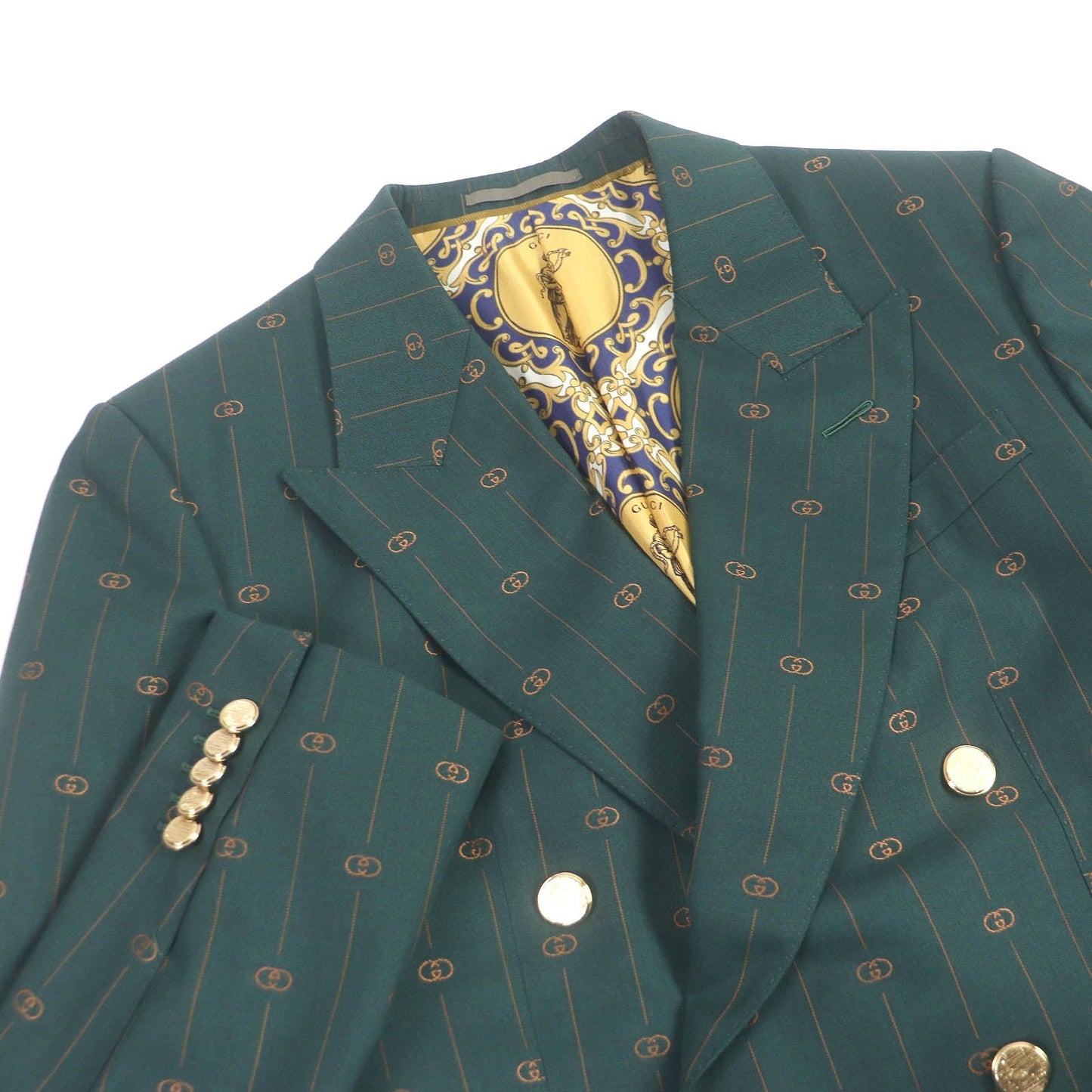 Luxury Gucci Trending 2025 Wool Silk GG Logo Double Jacket Green