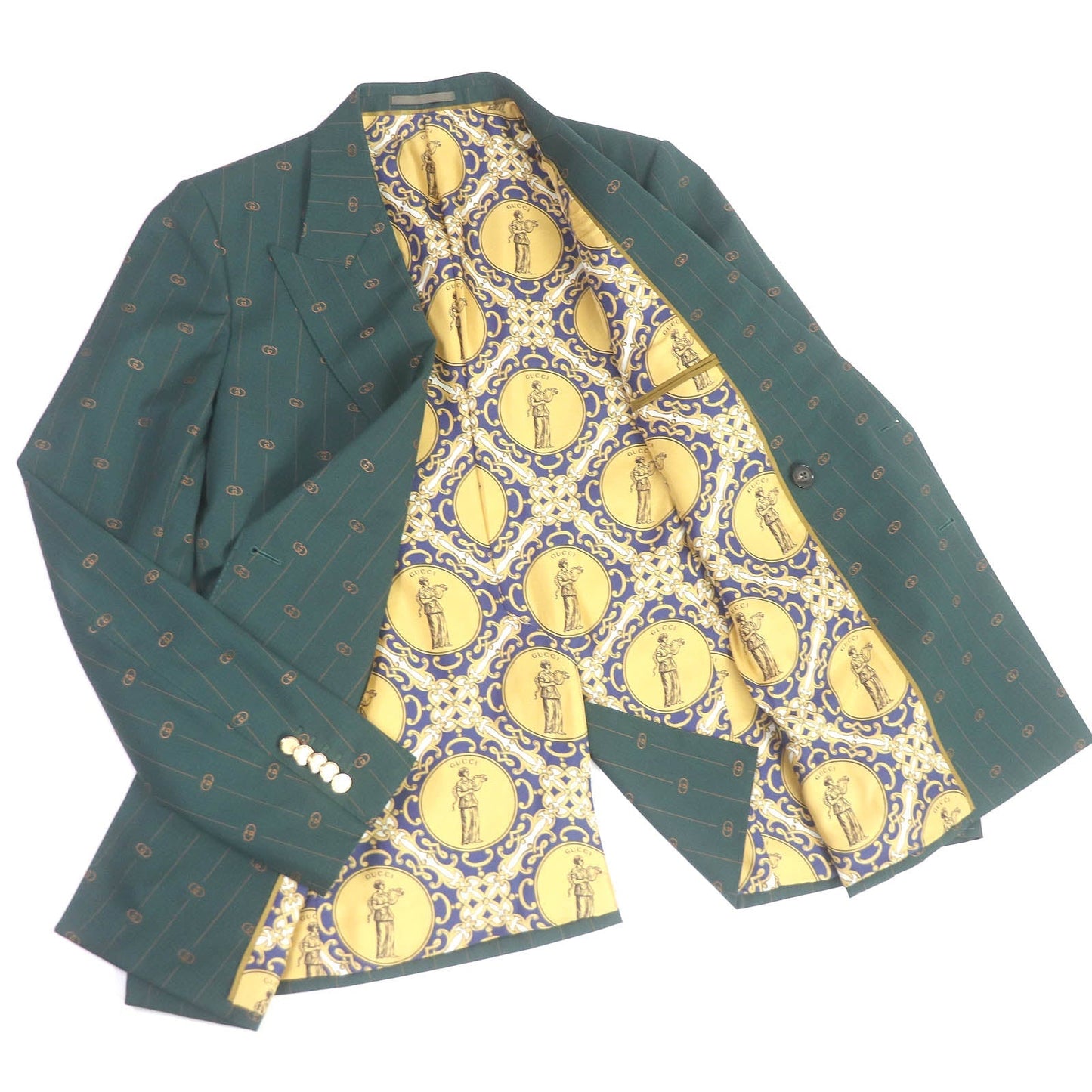 Luxury Gucci Trending 2025 Wool Silk GG Logo Double Jacket Green