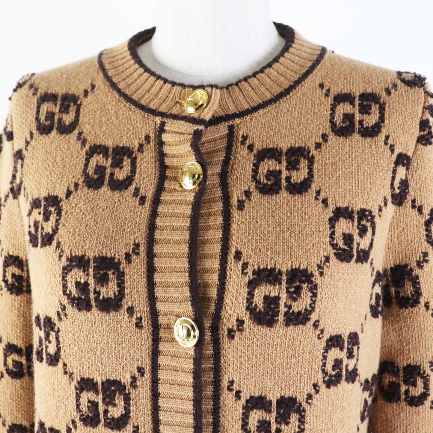 Luxury Gucci Trending 2025 GG Wool Jacquard Cardigan Brown S
