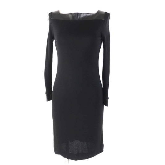 Luxury Gucci Trending 2025 Rayon Lamb Leather Dress Black XS