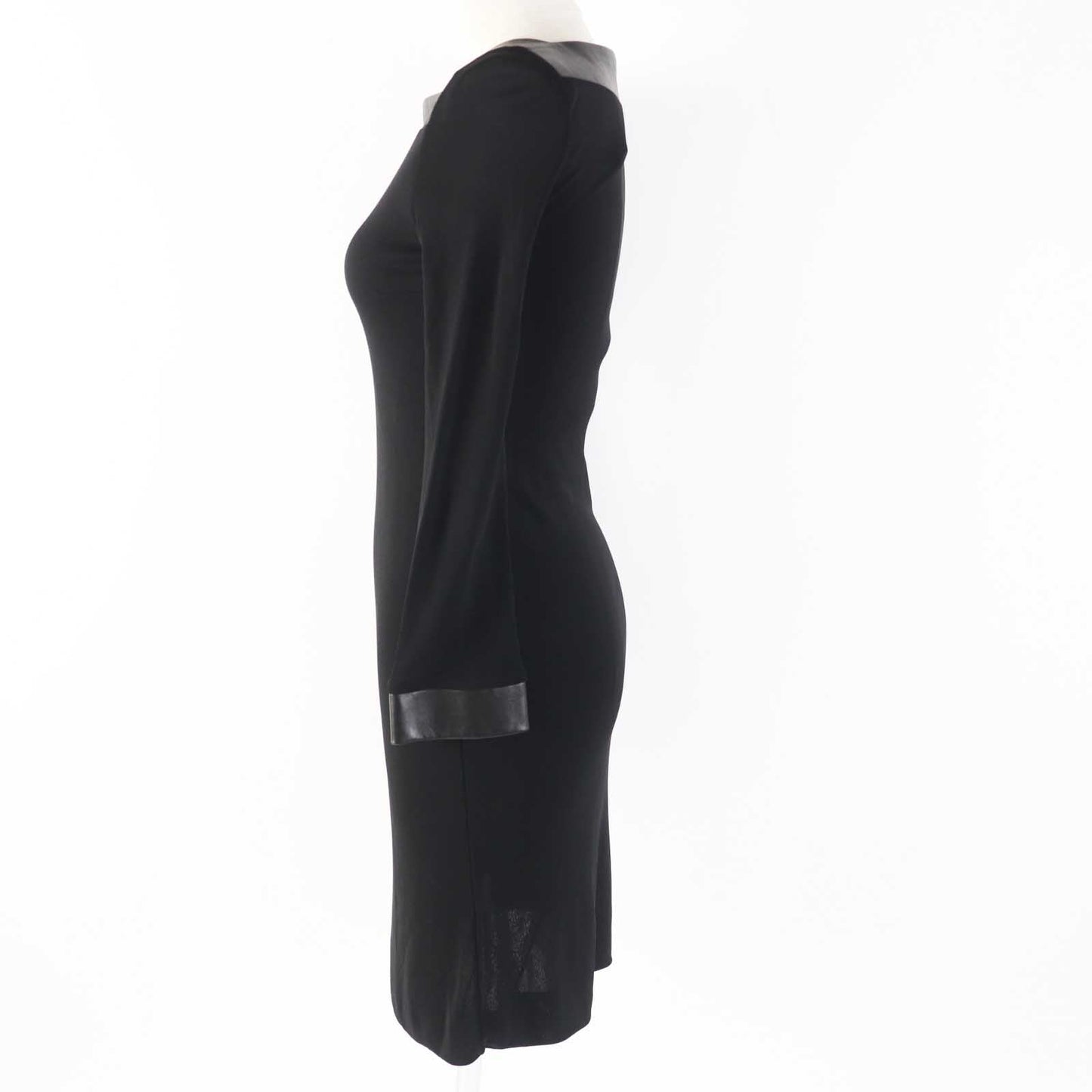 Luxury Gucci Trending 2025 Rayon Lamb Leather Dress Black XS