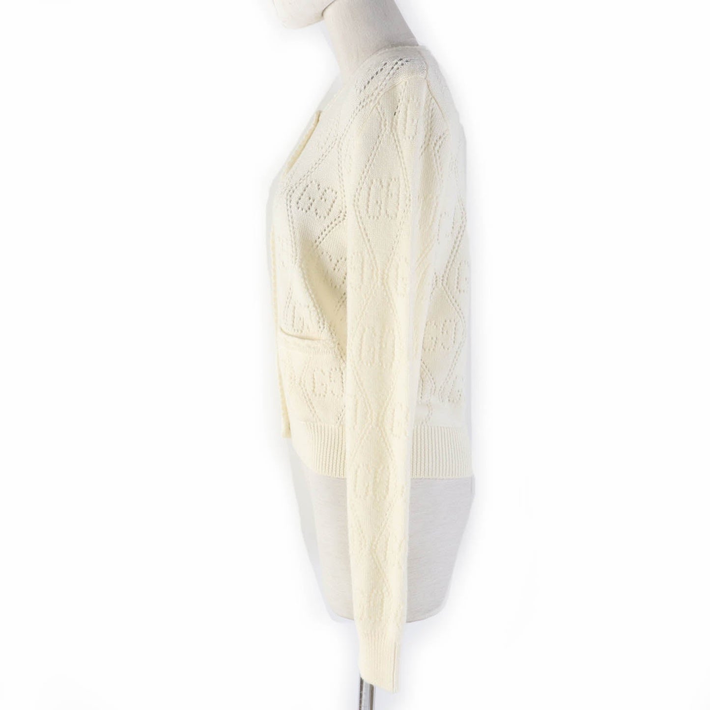 Luxury Gucci Trending 2025 Wool GG Knit Cardigan XS Ivory