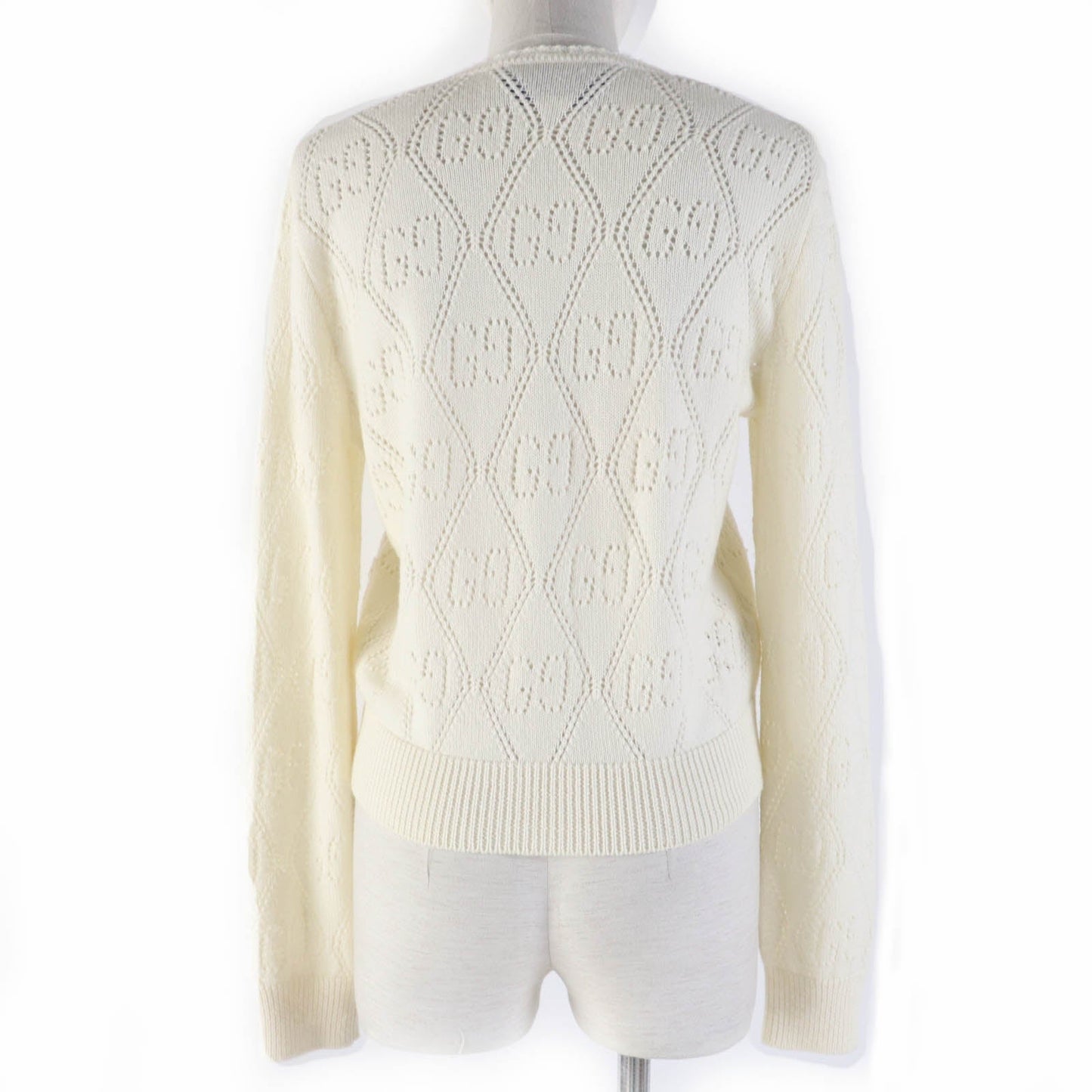 Luxury Gucci Trending 2025 Wool GG Knit Cardigan XS Ivory