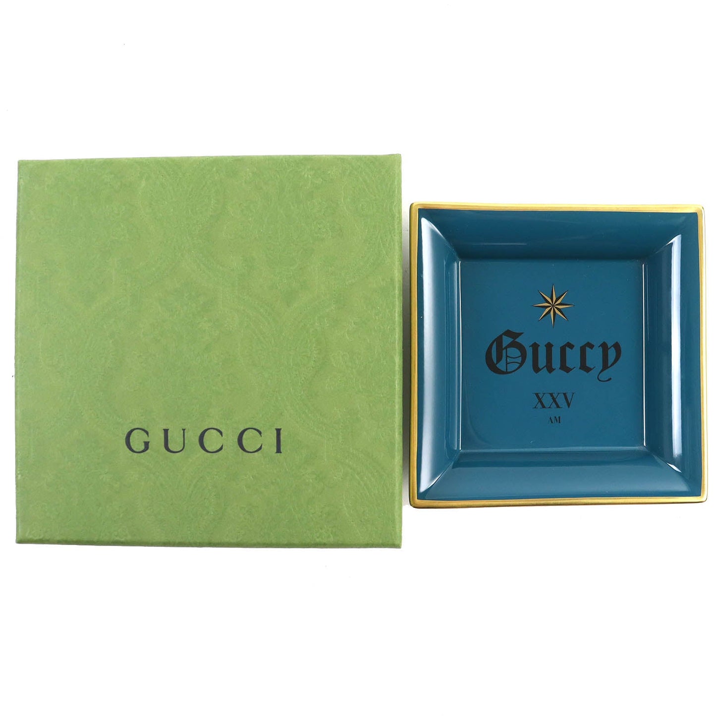 Luxury Gucci Trending 2025 Guccy XXV Porcelain Coin Tray Turquoise