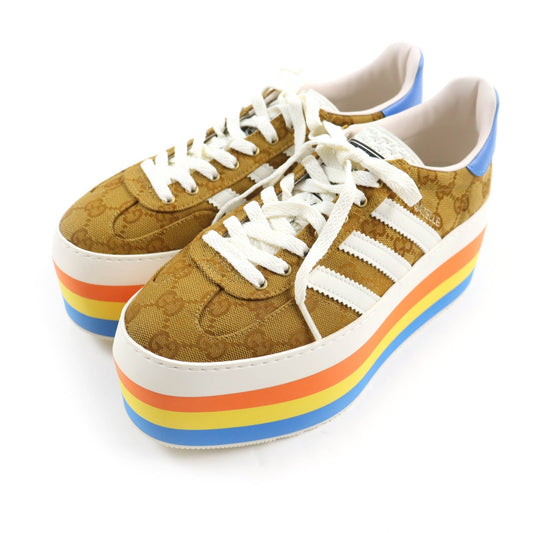 Luxury Gucci Trending 2025 Gazelle GG Canvas Platform Sneakers