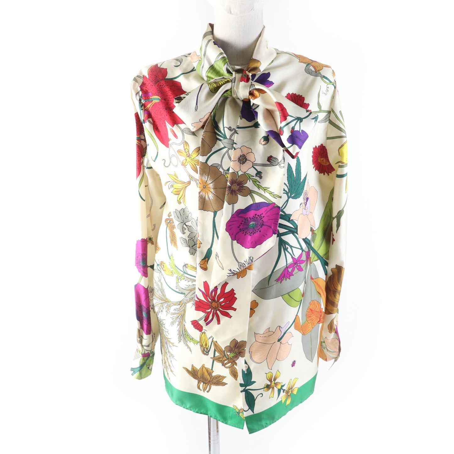 Luxury Gucci Trending 2025 Silk Logo Button Floral Blouse Women