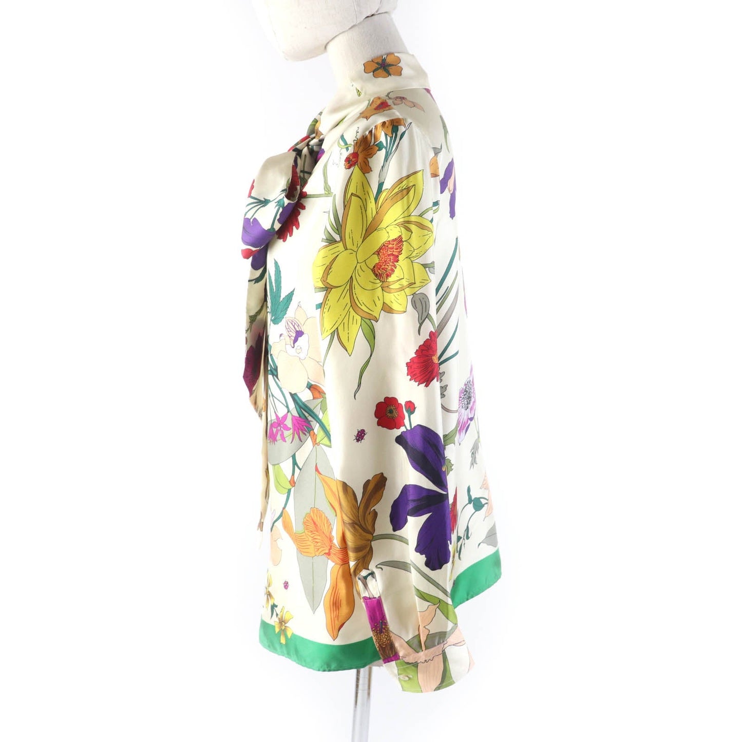 Luxury Gucci Trending 2025 Silk Logo Button Floral Blouse Women