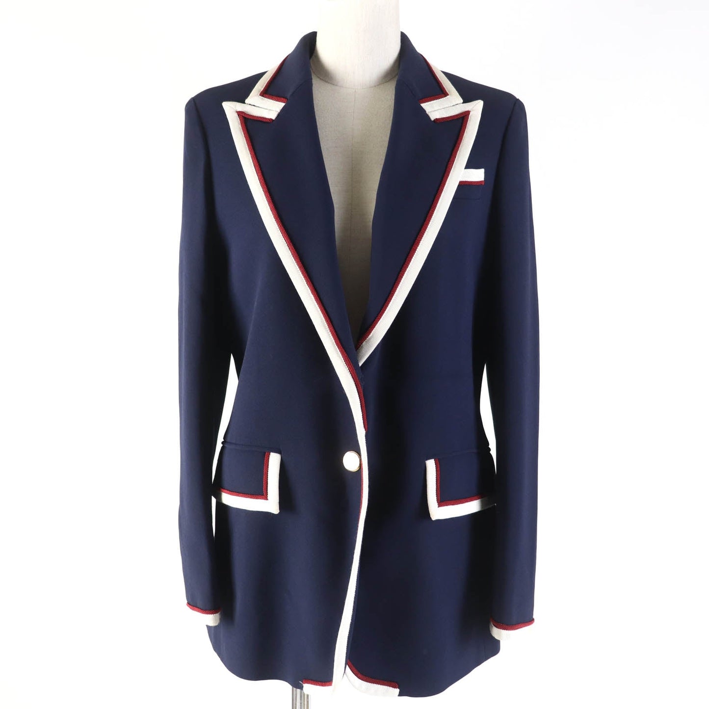 Luxury Gucci Trending 2025 Silk Tailored Jacket Navy 42 Women