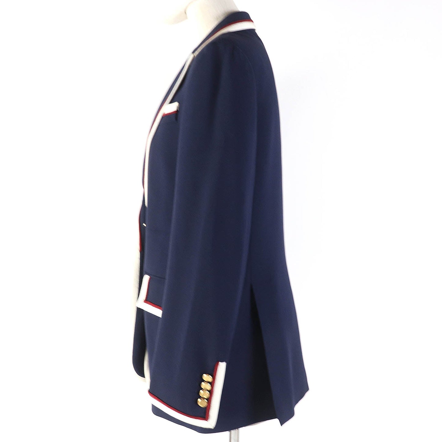 Luxury Gucci Trending 2025 Silk Tailored Jacket Navy 42 Women