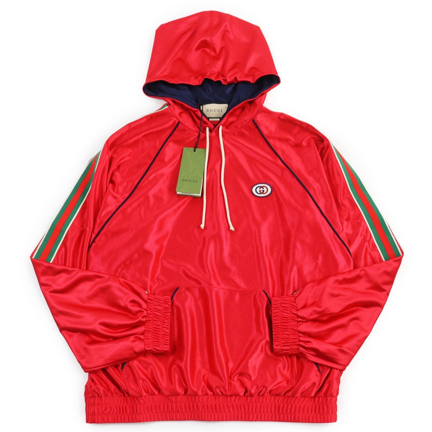 Luxury Gucci Trending 2025 Hooded Shiny Jersey Pullover Red M