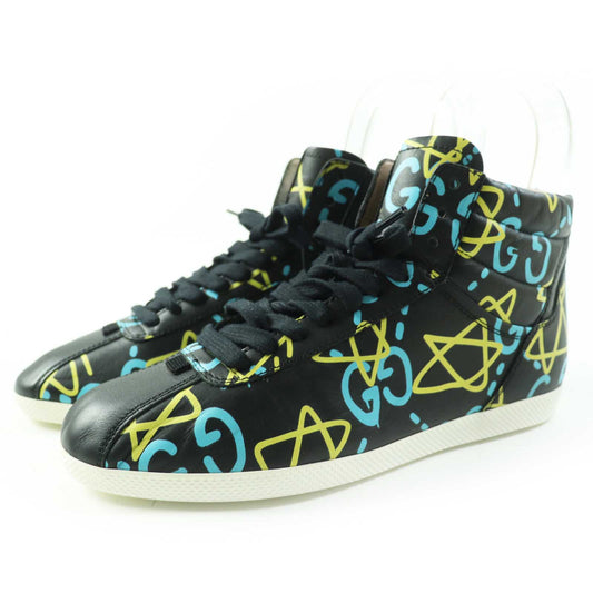 Luxury Gucci Trending 2025 Ghost Leather High Cut Sneakers Black