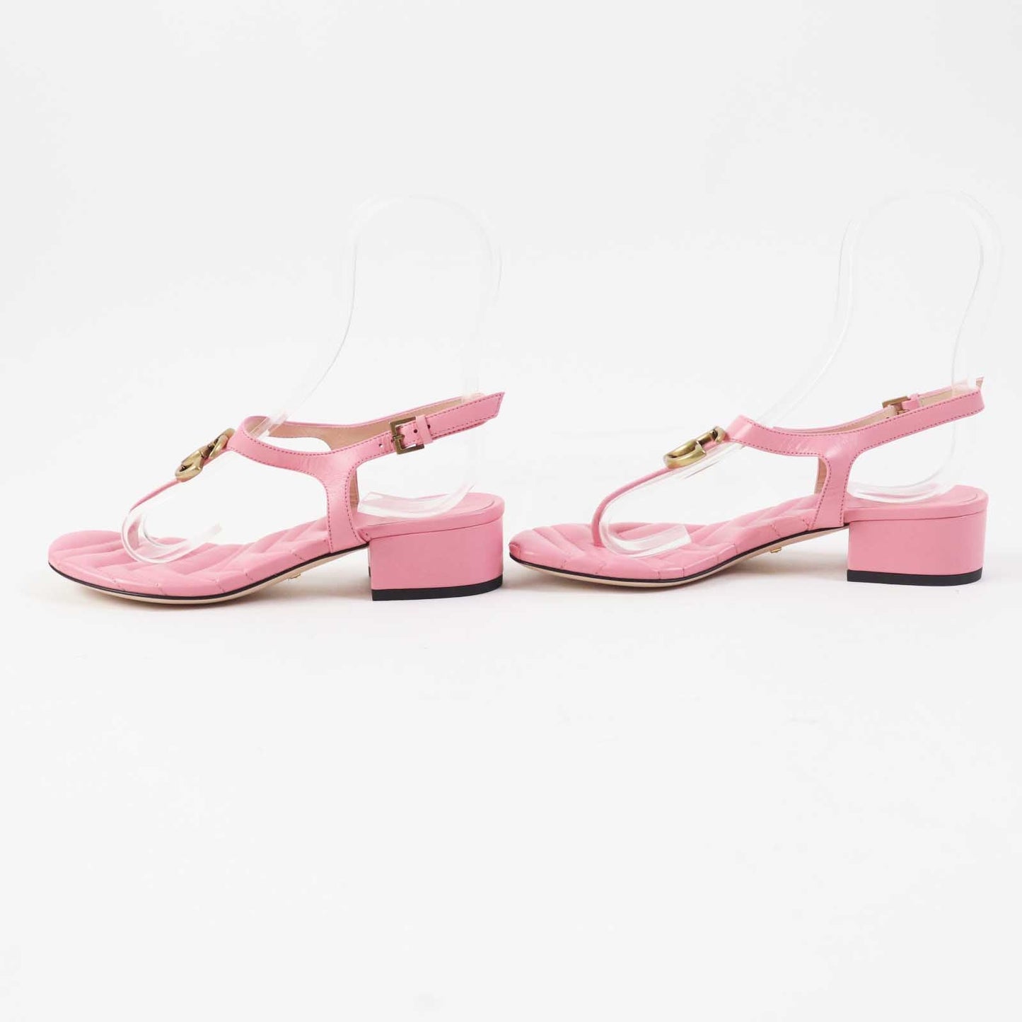 Luxury Gucci Trending 2025 GG Marmont Leather Sandals Pink Gold