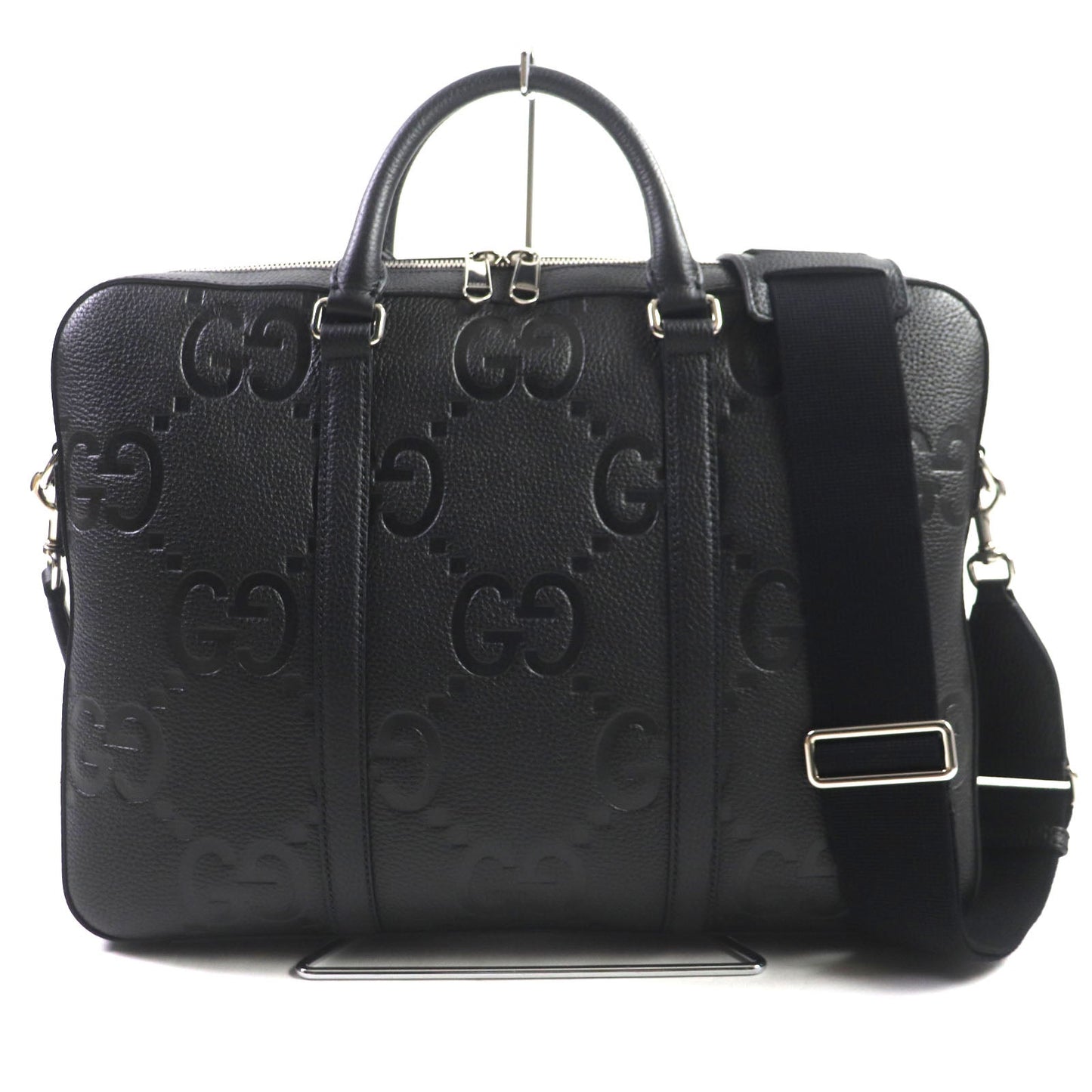 Luxury Gucci Trending 2025 Jumbo GG 2WAY Briefcase Leather Black