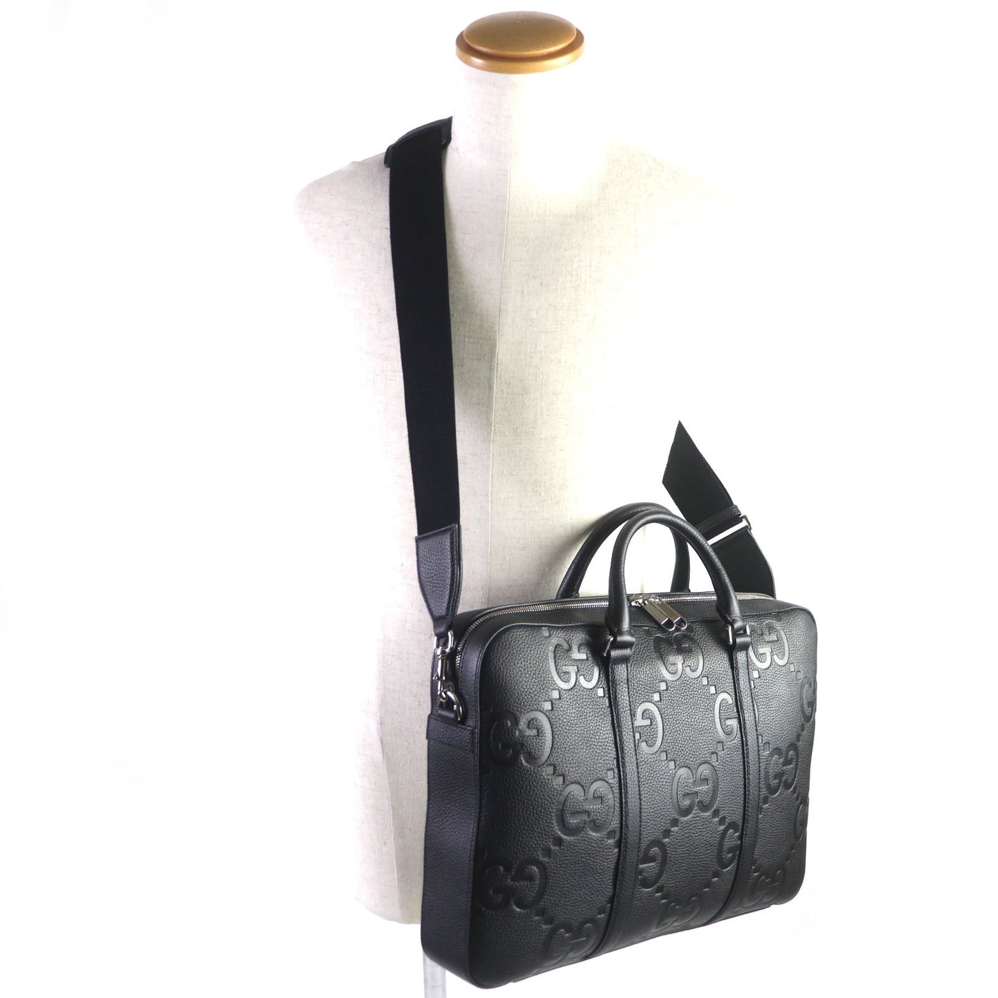 Luxury Gucci Trending 2025 Jumbo GG 2WAY Briefcase Leather Black