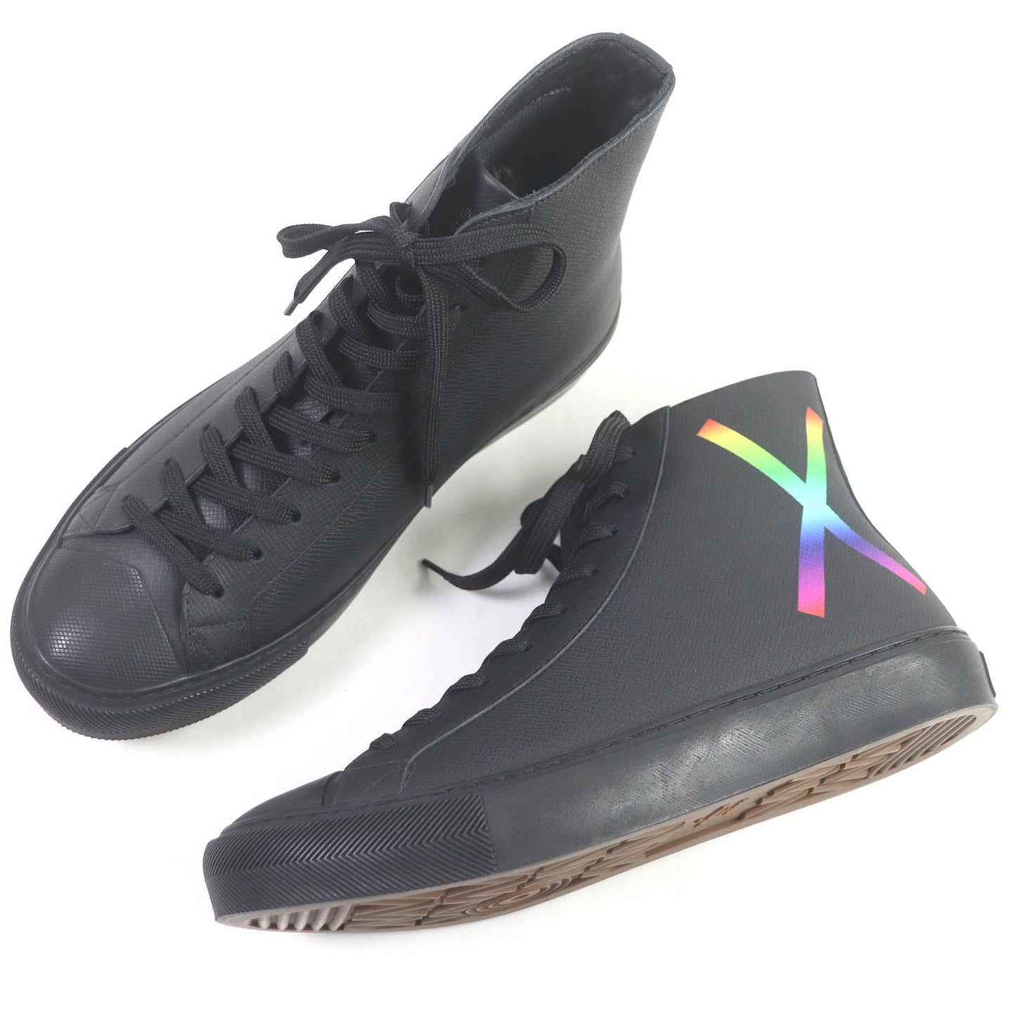 LOUIS VUITTON High cut sneakers leather black LV Tattoo Line 5.5