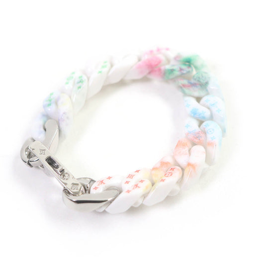 LOUIS VUITTON bracelet MP2851 ceramic White Silver Bracelet Chain Links Pastel M
