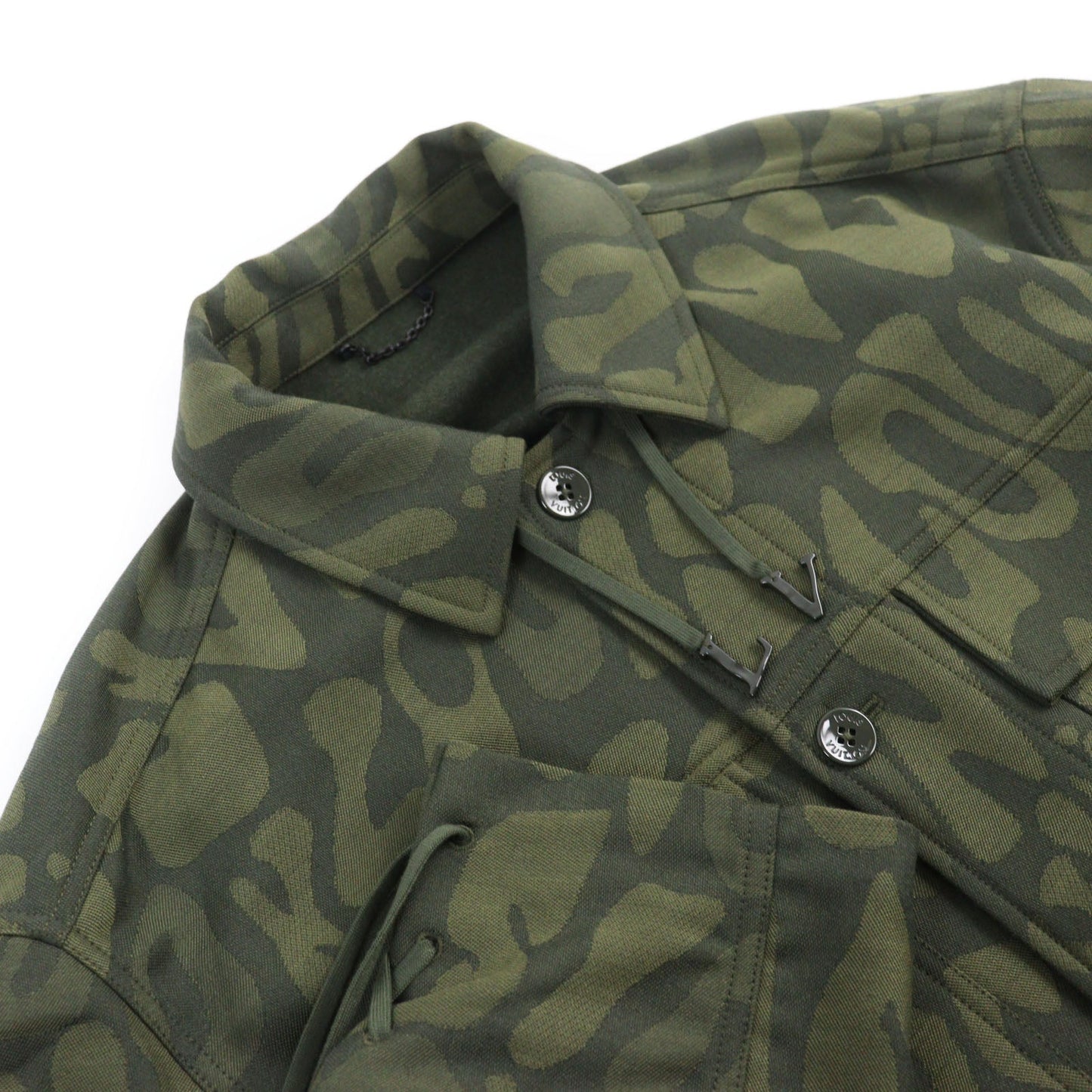 LOUIS VUITTON Long sleeve shirt HOB02E wool khaki camouflage overshirt LV Laced Wool Overshirt 50