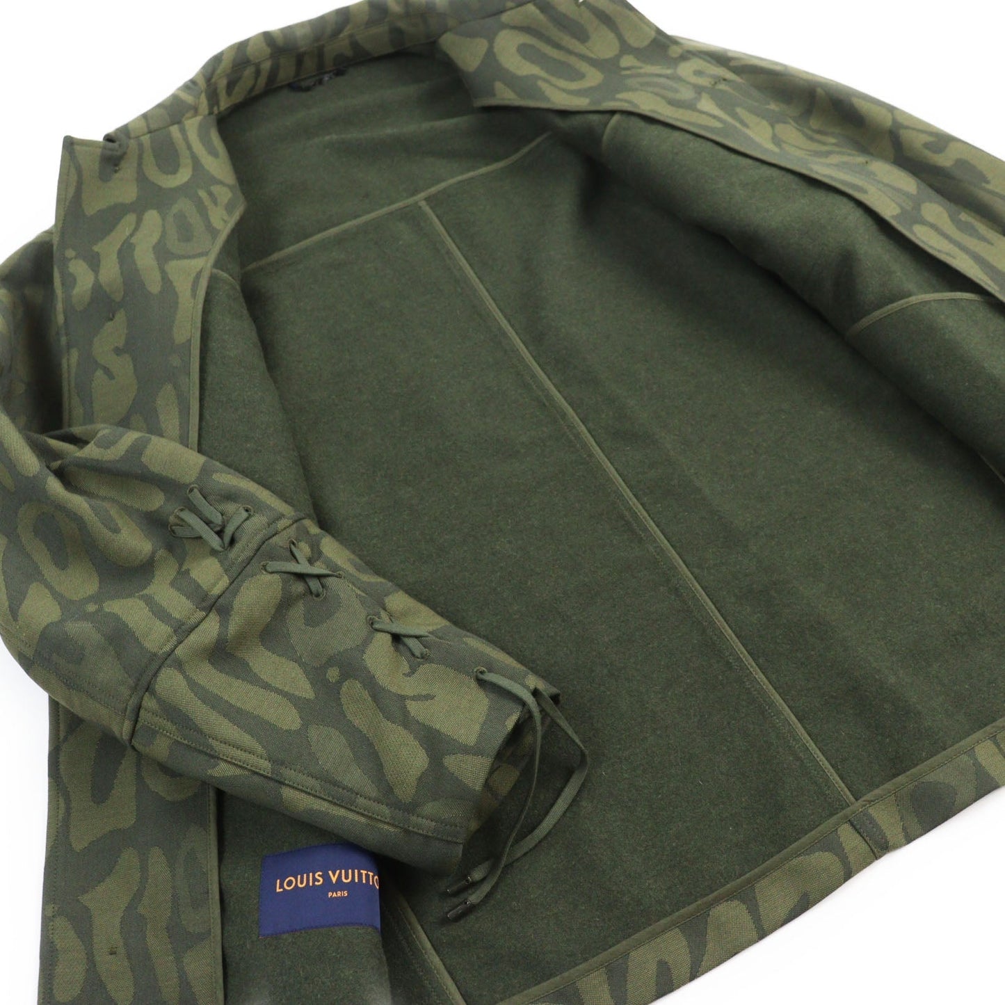 LOUIS VUITTON Long sleeve shirt HOB02E wool khaki camouflage overshirt LV Laced Wool Overshirt 50