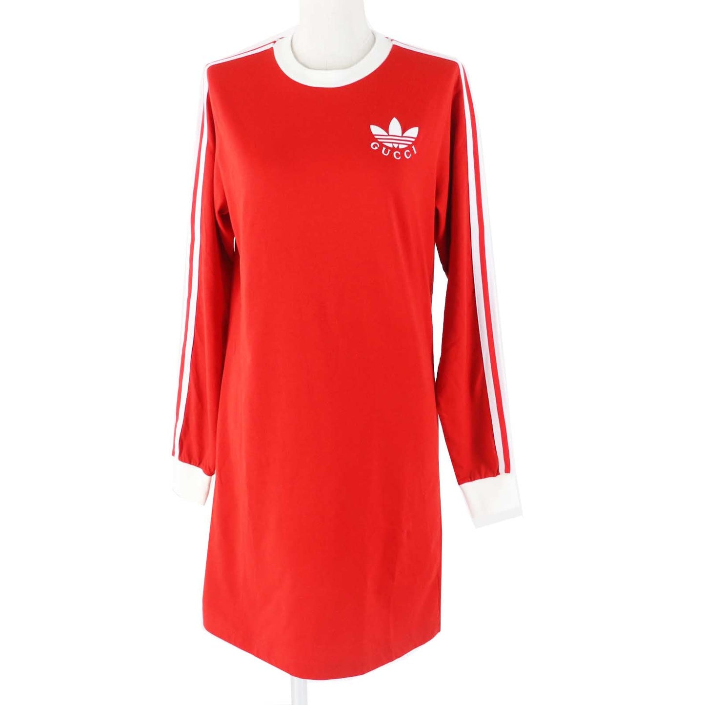 Luxury Gucci Trending 2025 Adidas Cotton T-shirt Dress XS Red White