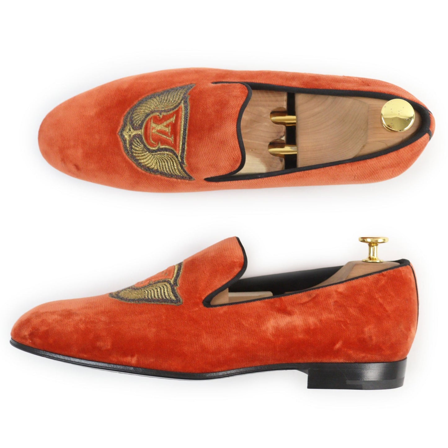 LOUIS VUITTON loafers Velor Orange Auteuil line 7