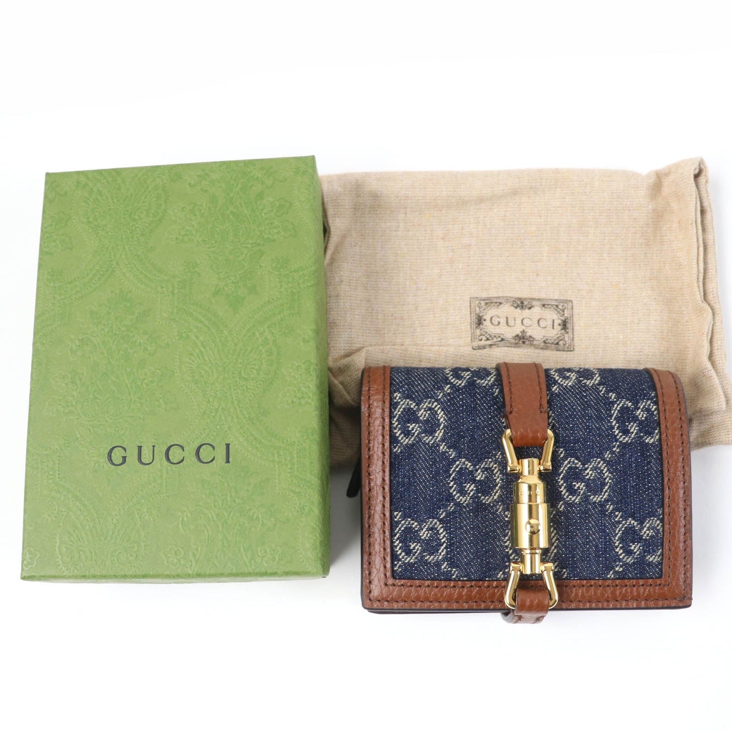 Luxury Gucci Trending 2025 Jackie 1961 Card Case Wallet Denim