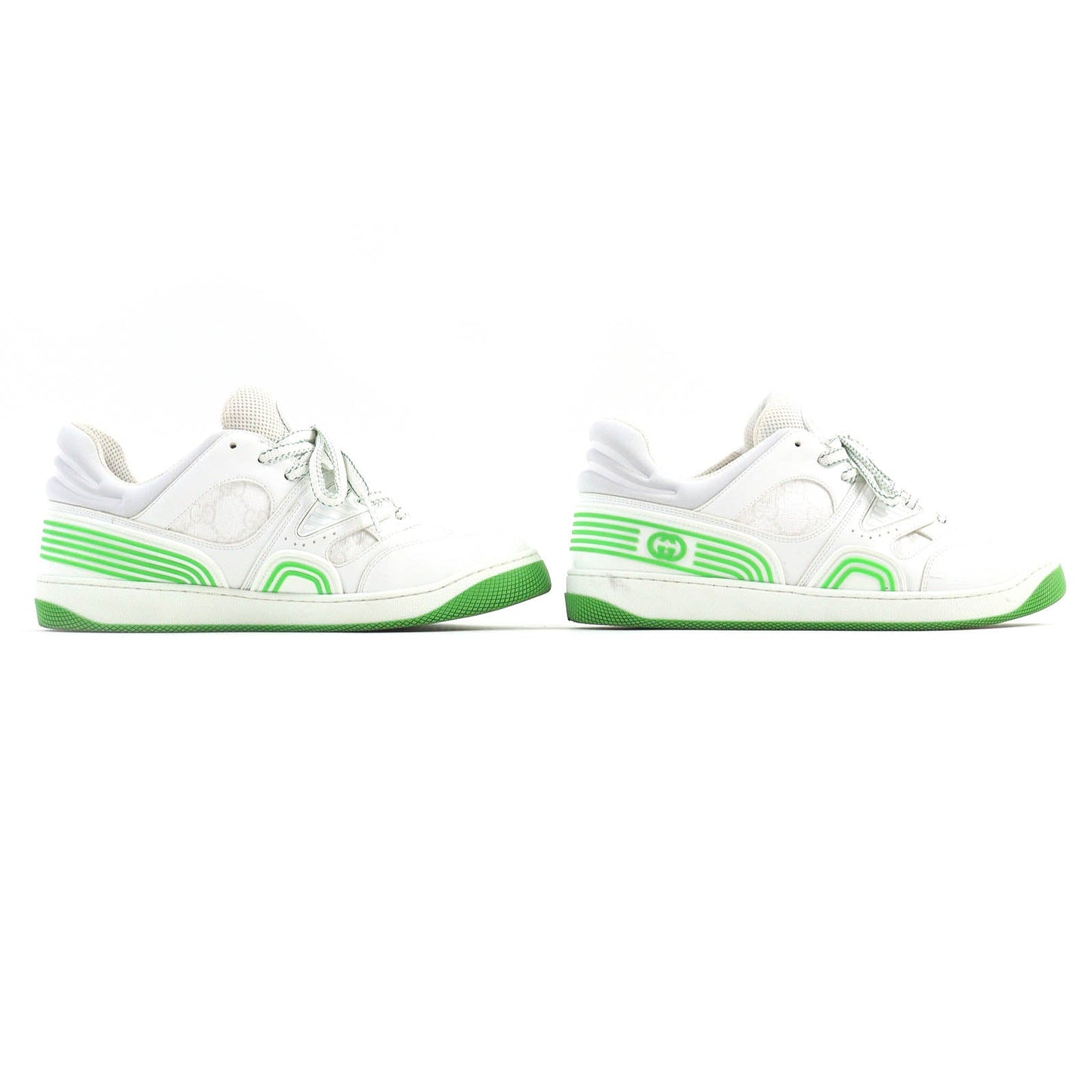 Luxury Gucci Trending 2025 GG Pattern Leather Low Cut Sneakers White Green