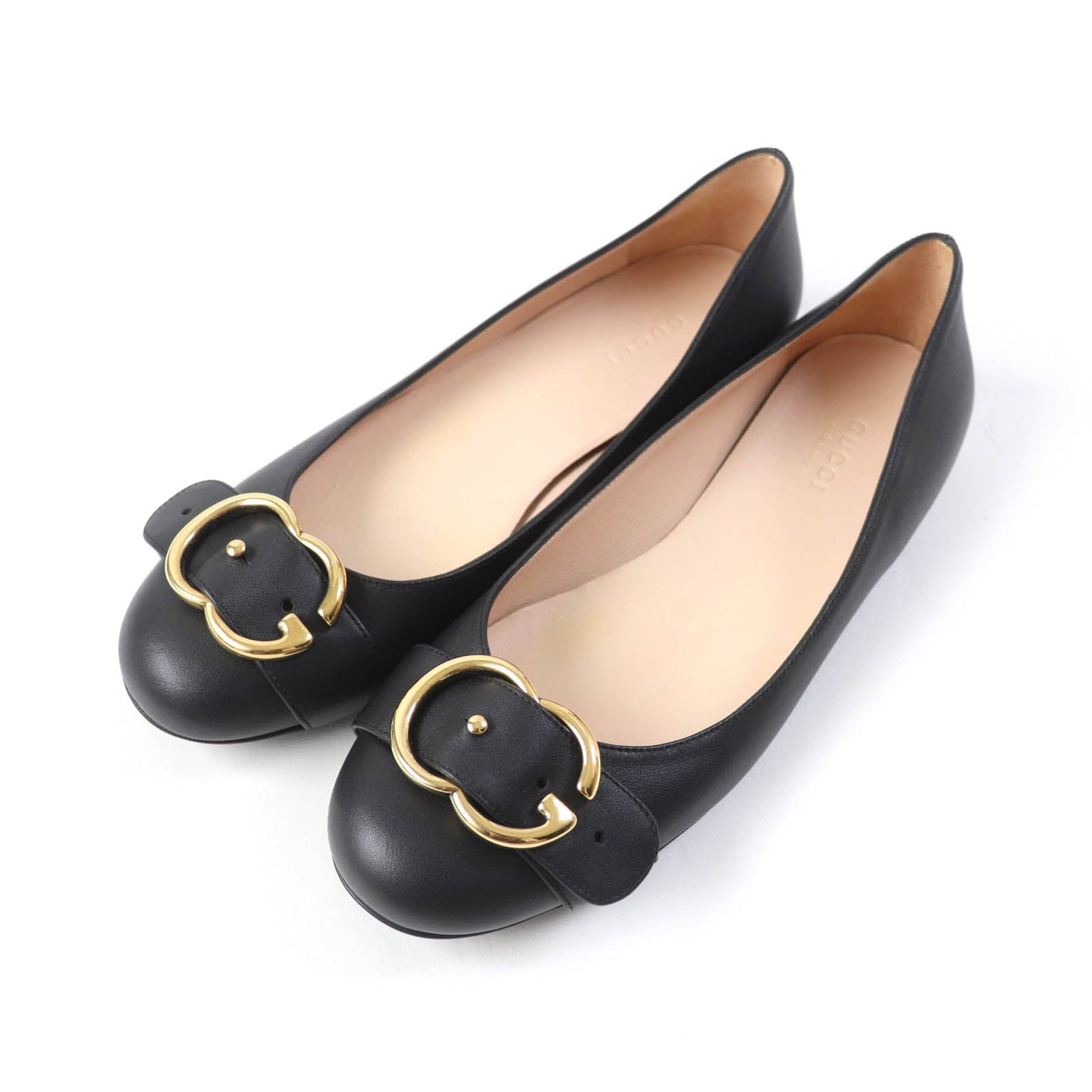 Luxury Gucci Trending 2025 Leather Flat Pumps Double G Black 36