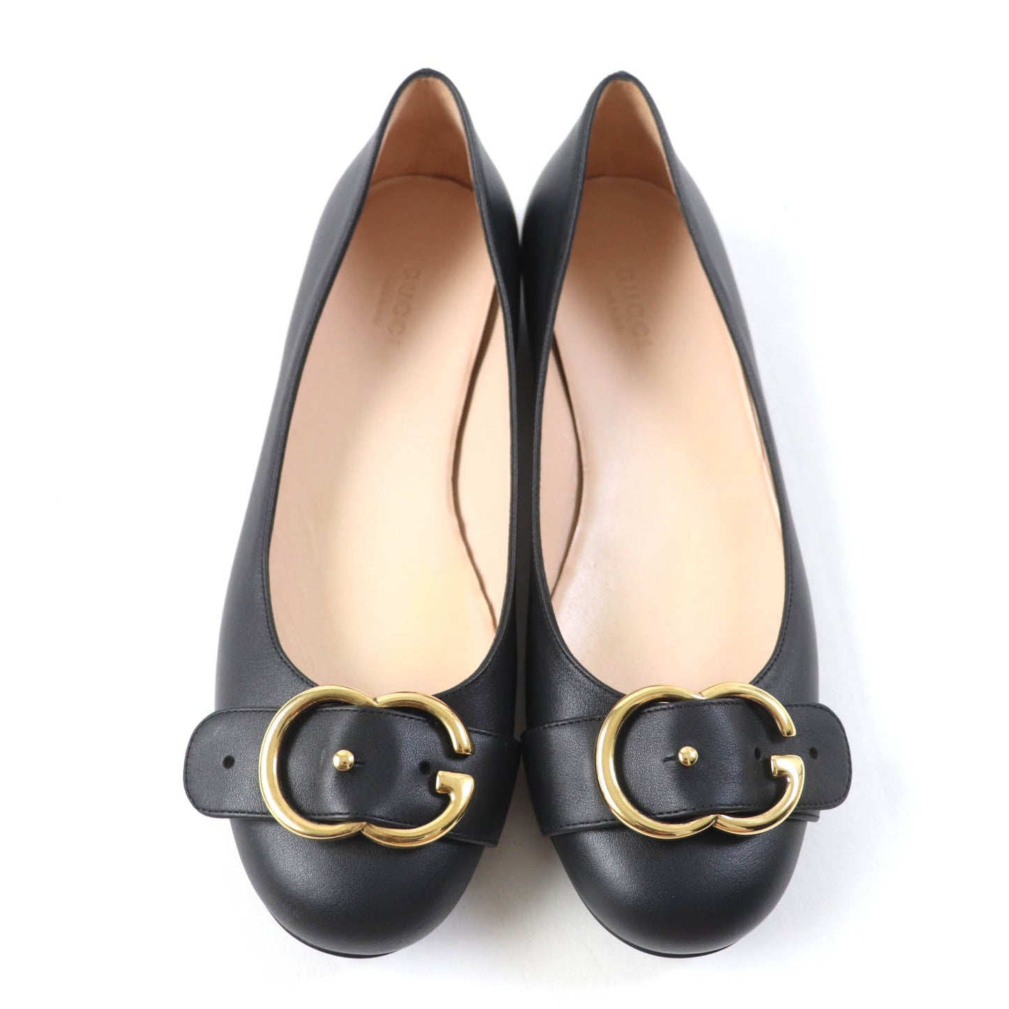 Luxury Gucci Trending 2025 Leather Flat Pumps Double G Black 36