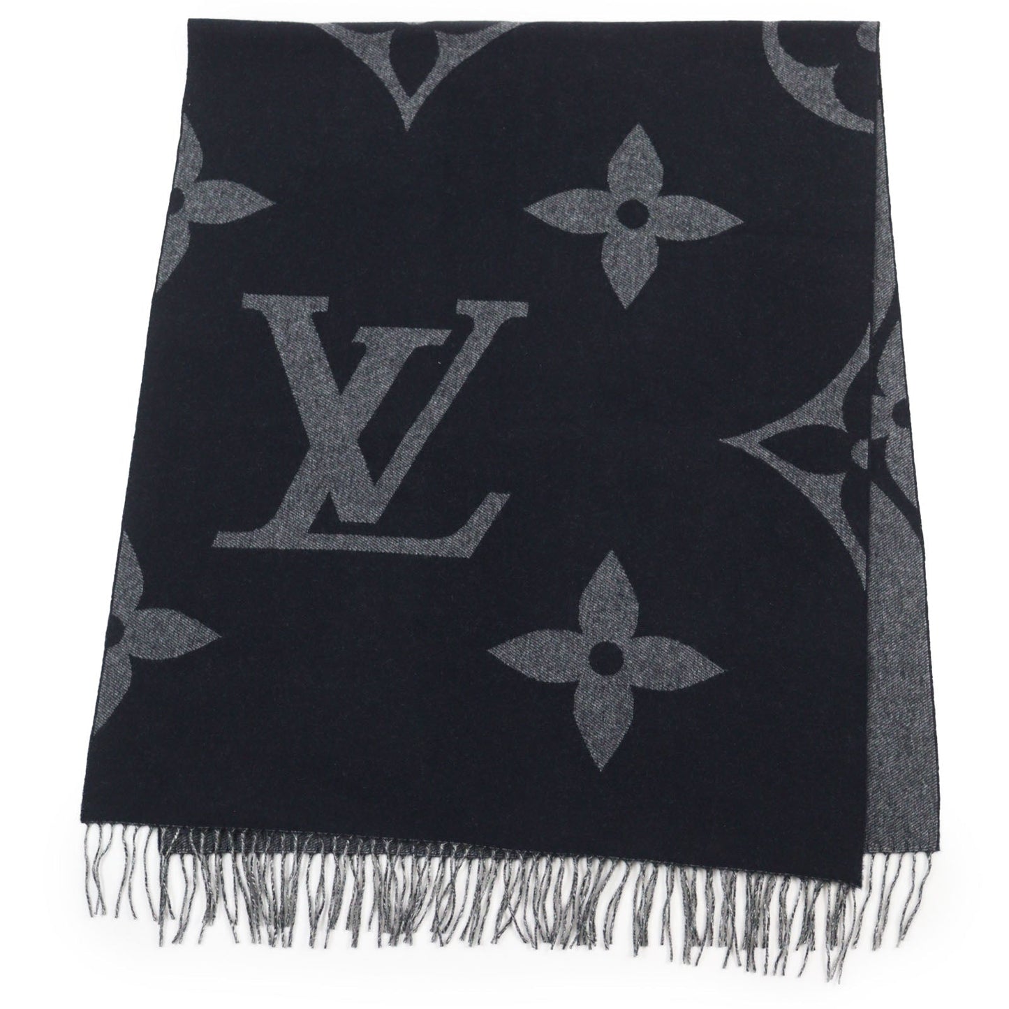 LOUIS VUITTON Scarf M77950 cashmere Navy Monogram Giant