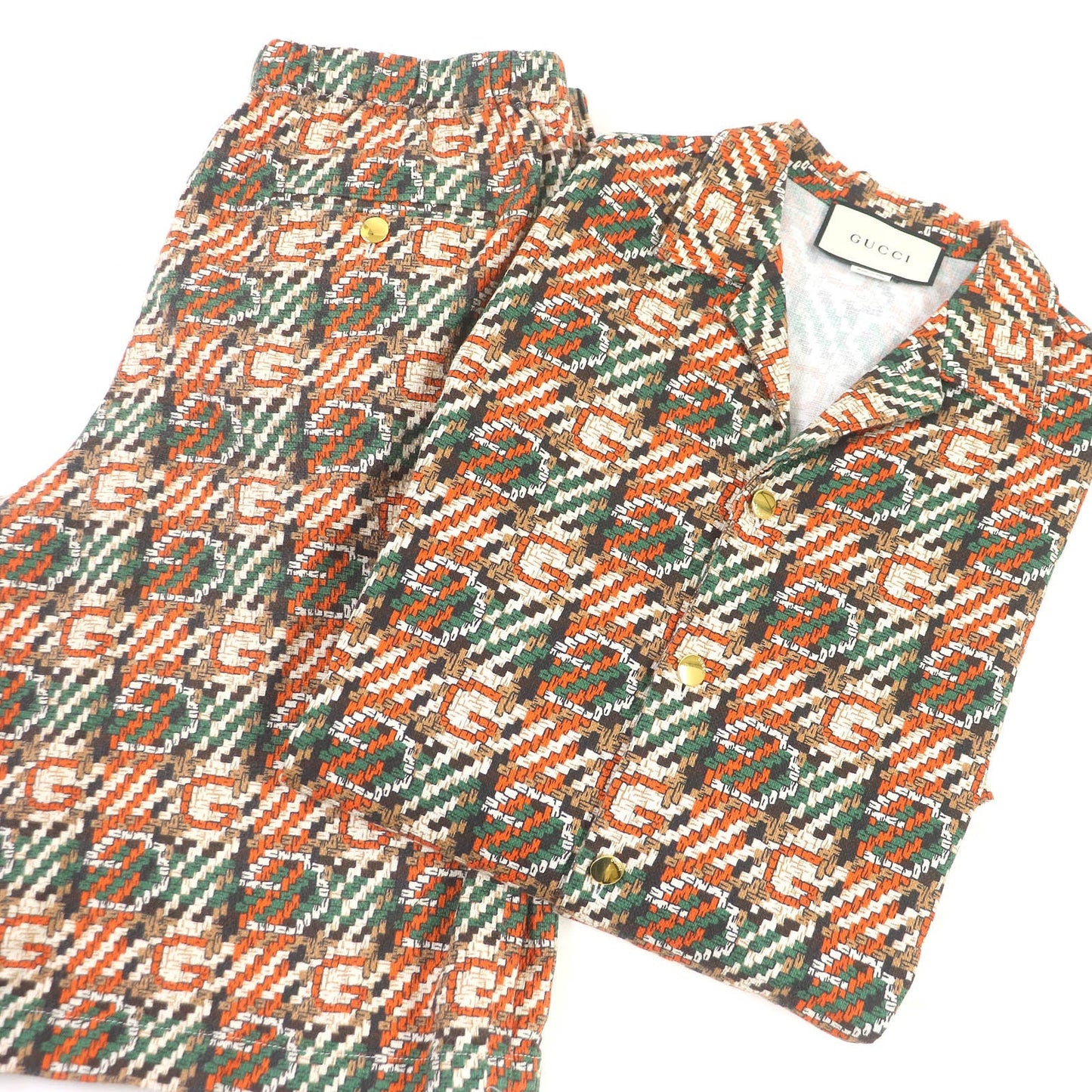Luxury Gucci Trending 2025 G Logo Print Bowling Shirt & Shorts Set