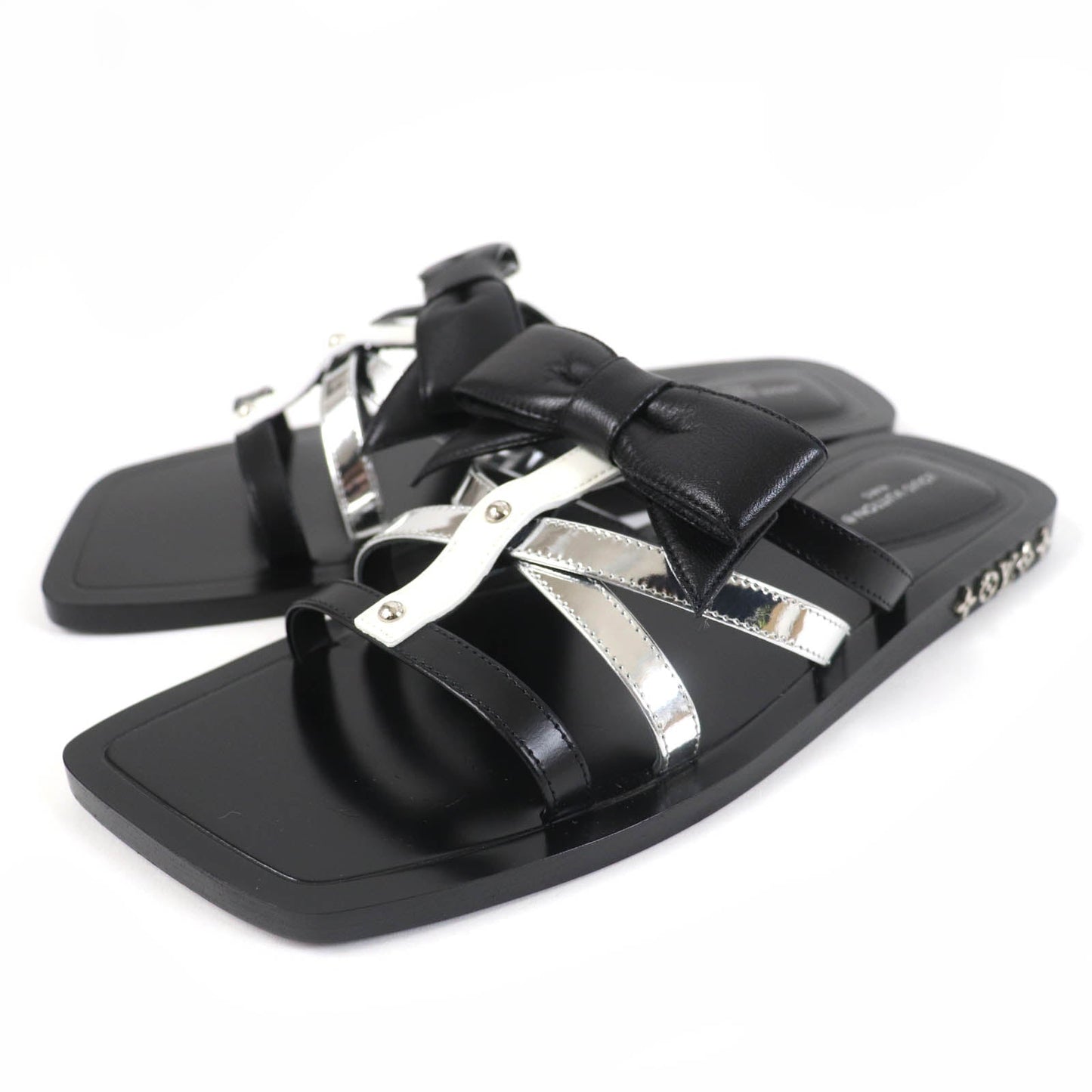 LOUIS VUITTON Sandals leather black Peplum Line 36