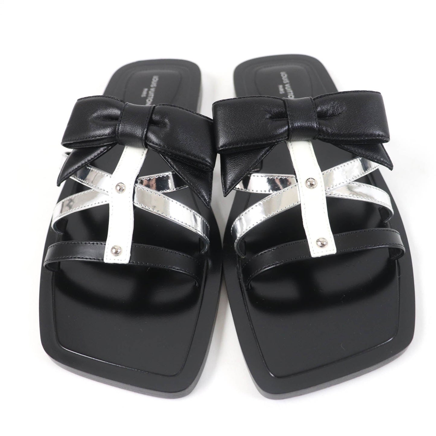 LOUIS VUITTON Sandals leather black Peplum Line 36