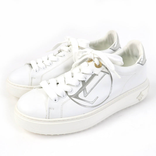 LOUIS VUITTON Low cut sneakers leather white timeout line 37.5