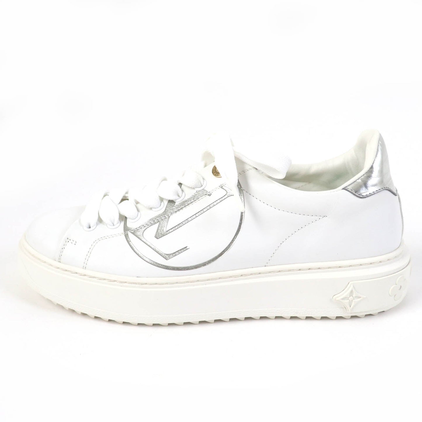 LOUIS VUITTON Low cut sneakers leather white timeout line 37.5