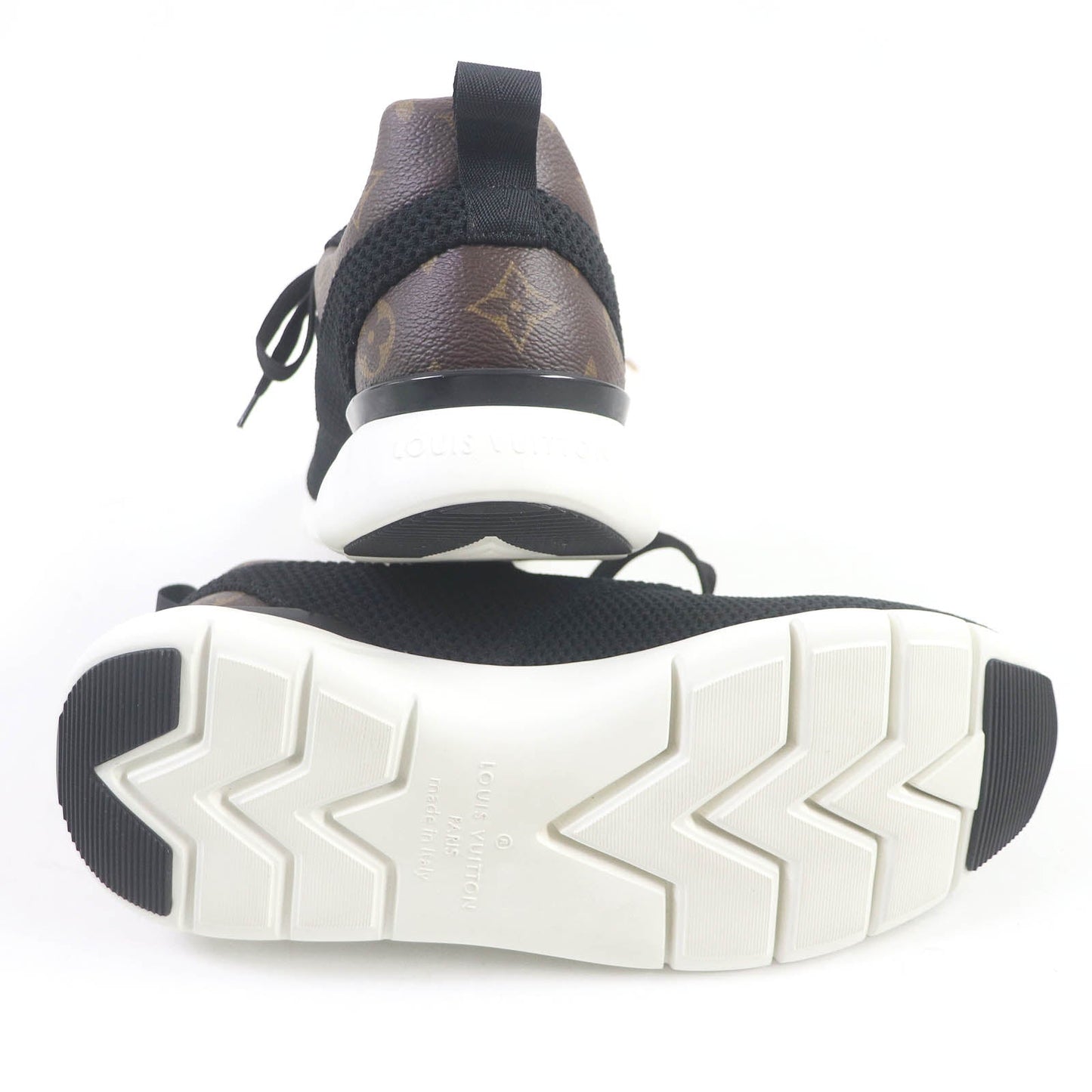 LOUIS VUITTON Low cut sneakers leather Black brown Fastlane line 6