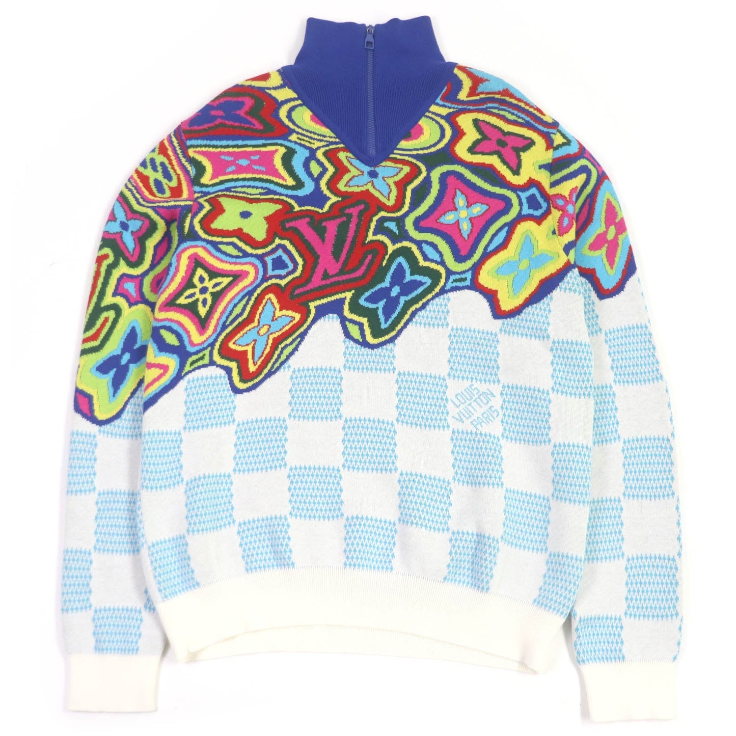 Louis Vuitton Distorted Monogram Half Zip Knit Sweater