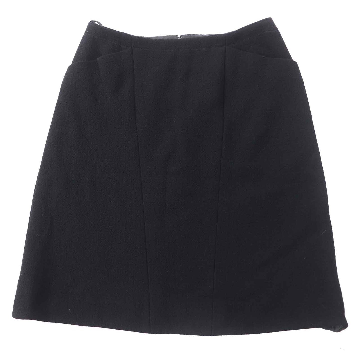 Chanel Vintage Wool Tweed Skirt Black 36