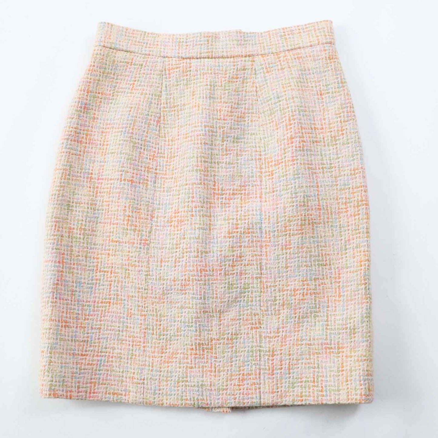 Chanel Vintage Tweed Skirt Suit Orange Multi