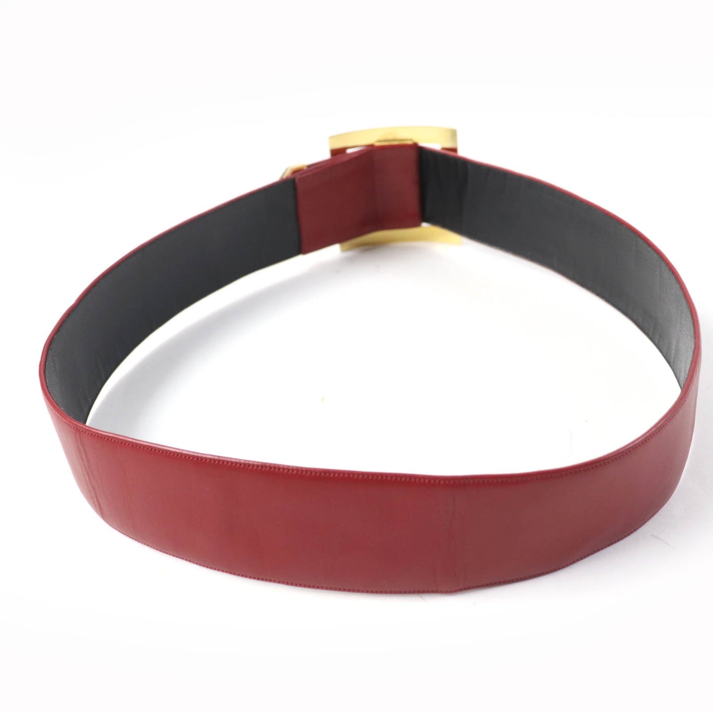 CHANEL Vintage Leather Belt Red Gold Women