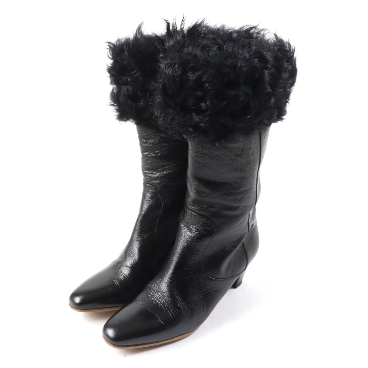 Chanel COCO MarkMetal Fur Leather Knee-high Boots