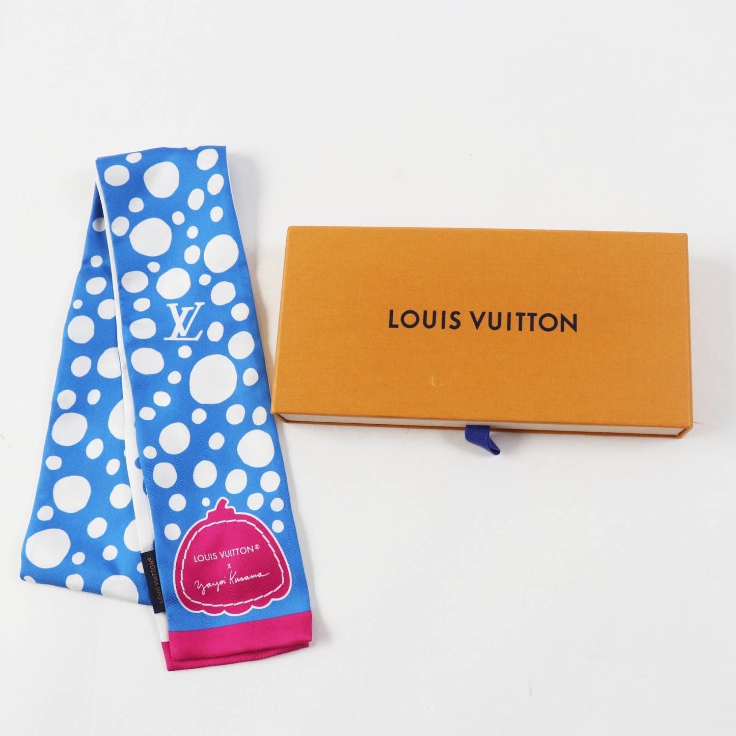 LOUIS VUITTON scarf M78290 silk blue white pink Bandeau Infinity Dot Scarf