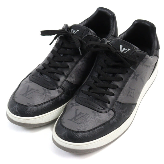 LOUIS VUITTON sneakers leather Black Grey Rivoli line 7.5