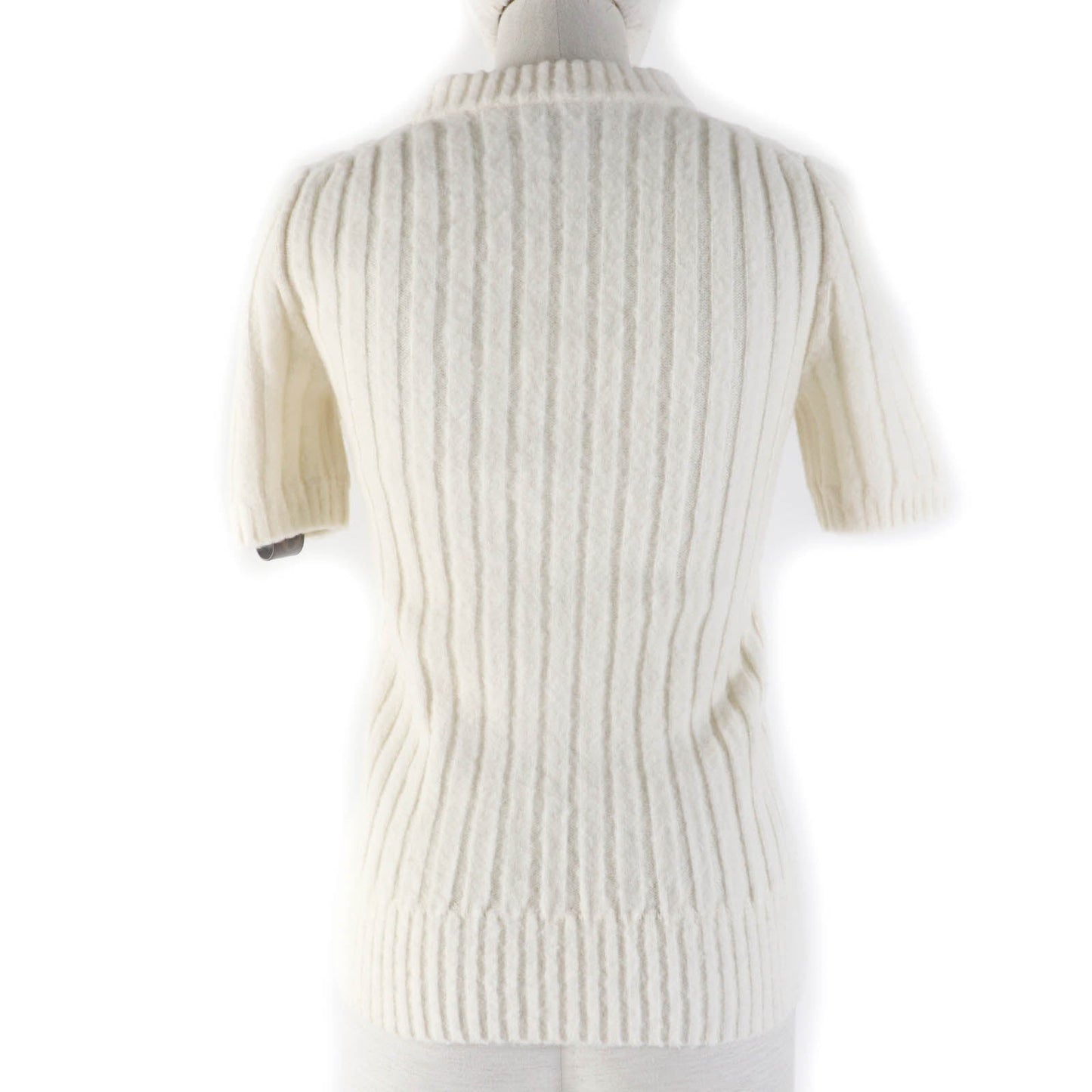 LOUIS VUITTON Short sleeve knit wool Ivory XS
